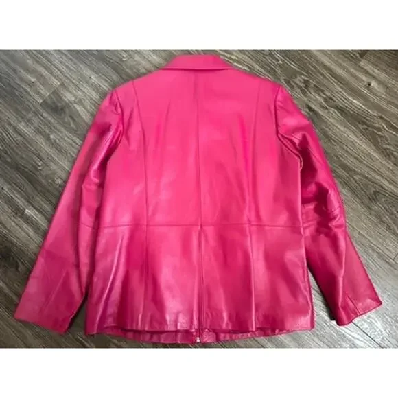 Wilsons Leather Pink Plus Size 3/4 length Jacket Zipper Closure 1X - Picture 7 of 7
